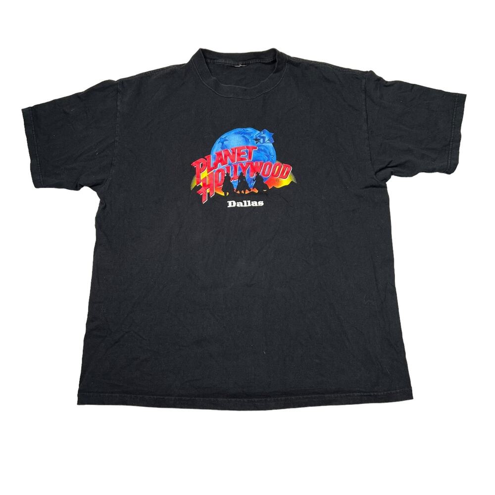 Planet Hollywood Cowboy Graphic Dallas Texas Tee T-Shirt Black Adult Size XXL